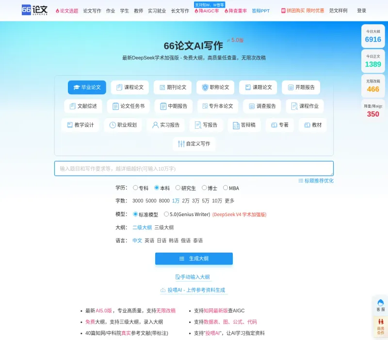 66AI论文写作